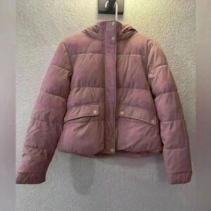 Pull & Bear Pink Puffer Jacket with Hood, Size Small, Cozy and Warm